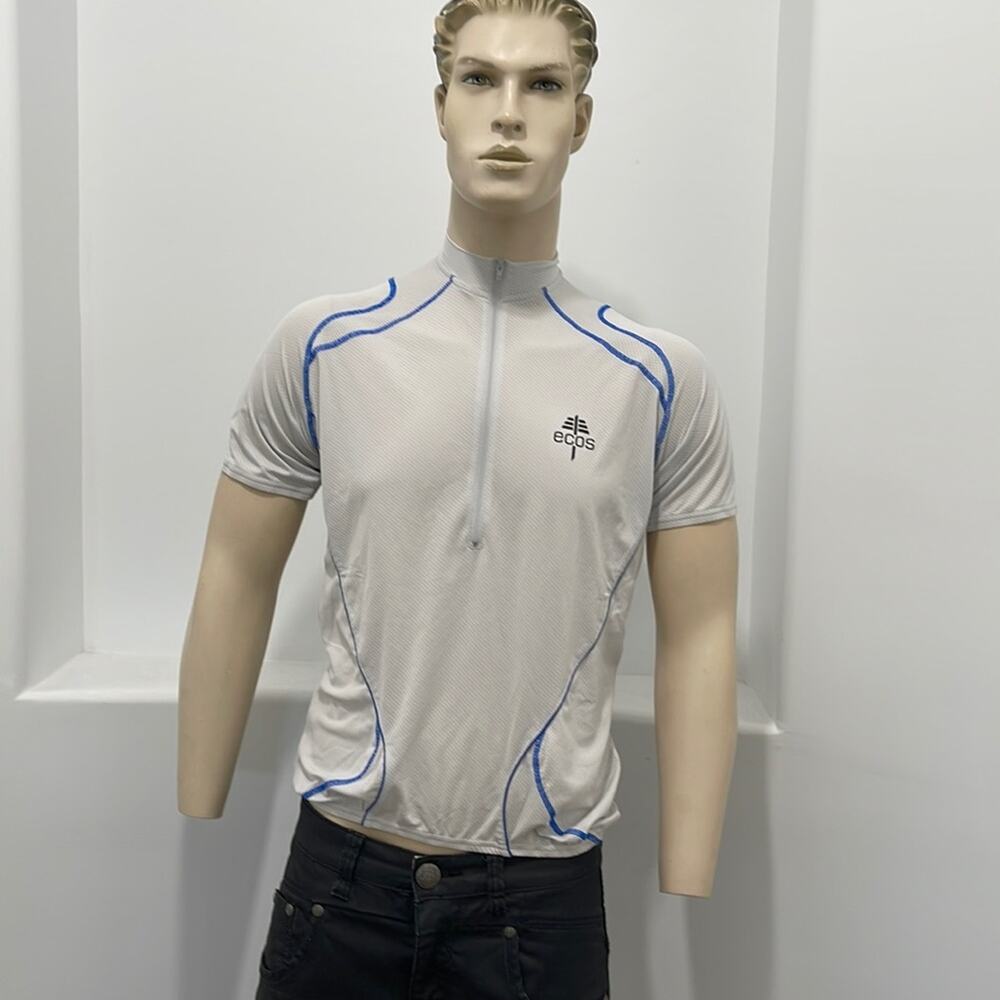 ecos Performance Wear Short Sleeve  T-Shirt Gray Zipper Pockets Size M NWT